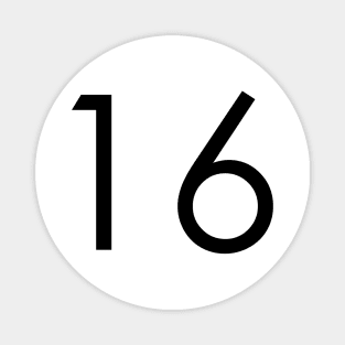 Simple Black Number #16 Sixteen Magnet